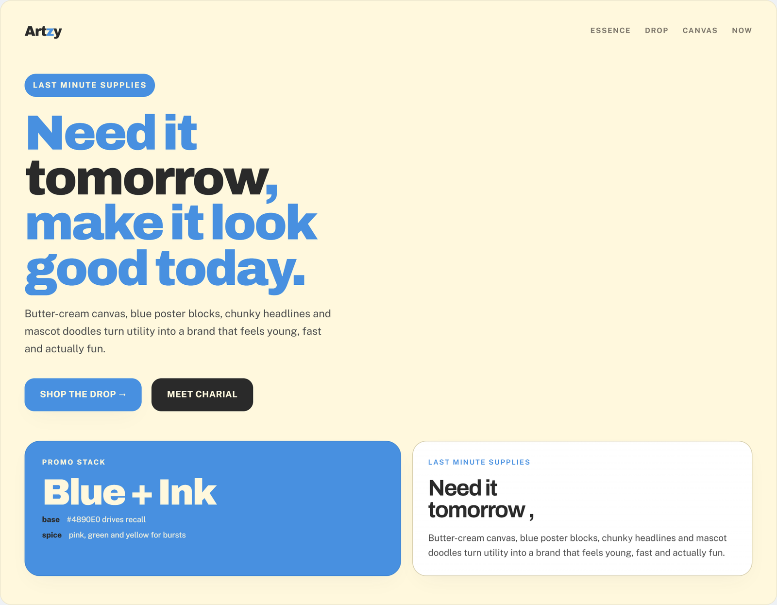 Hero del style guide Artzy