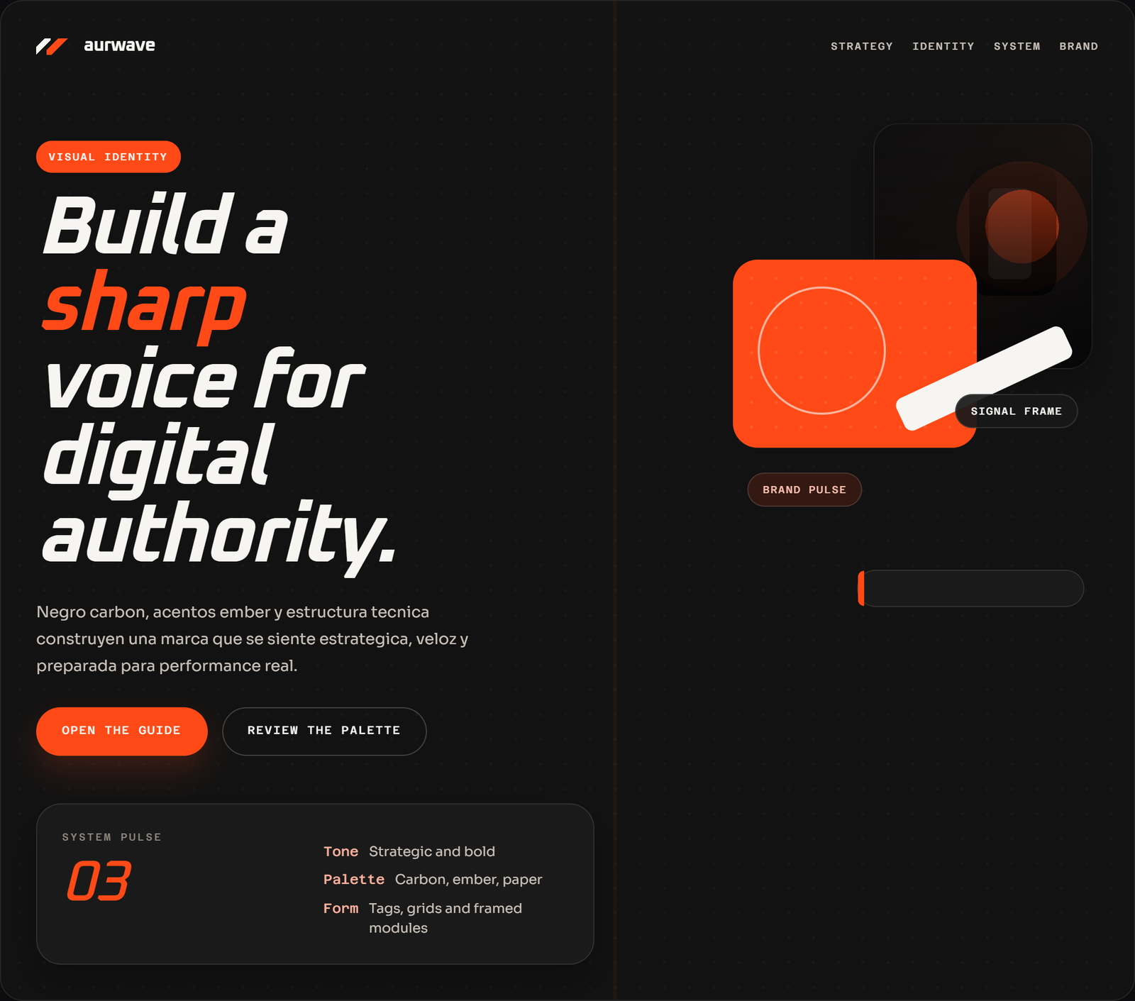 Hero del style guide Aurwave Brand Guidelines