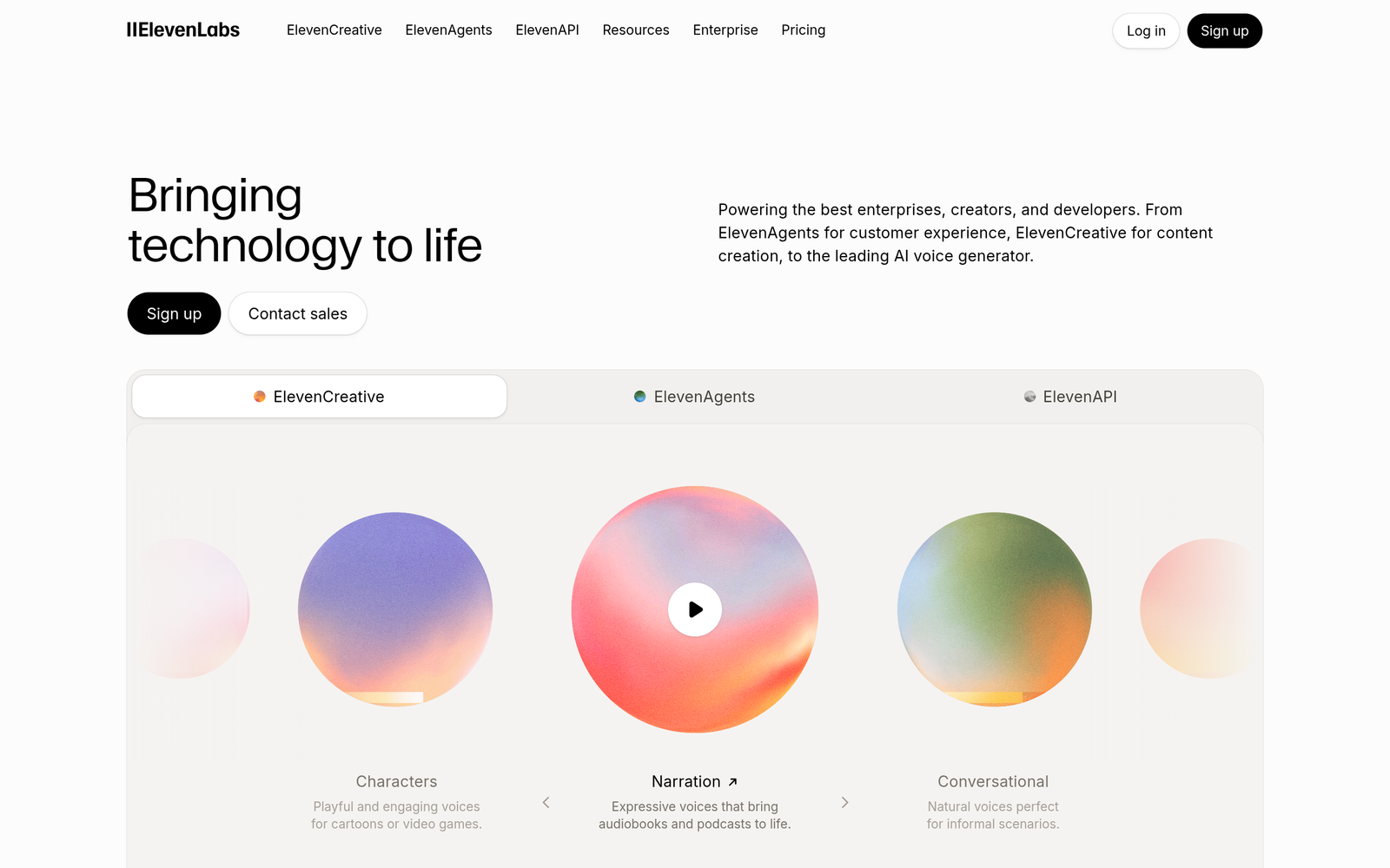 Hero del style guide ElevenLabs